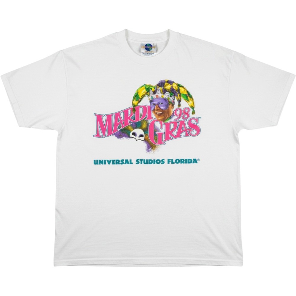 Vintage 90s Mardi Gras Universal Studios T Shirt Mens XL Graphic Made In USA